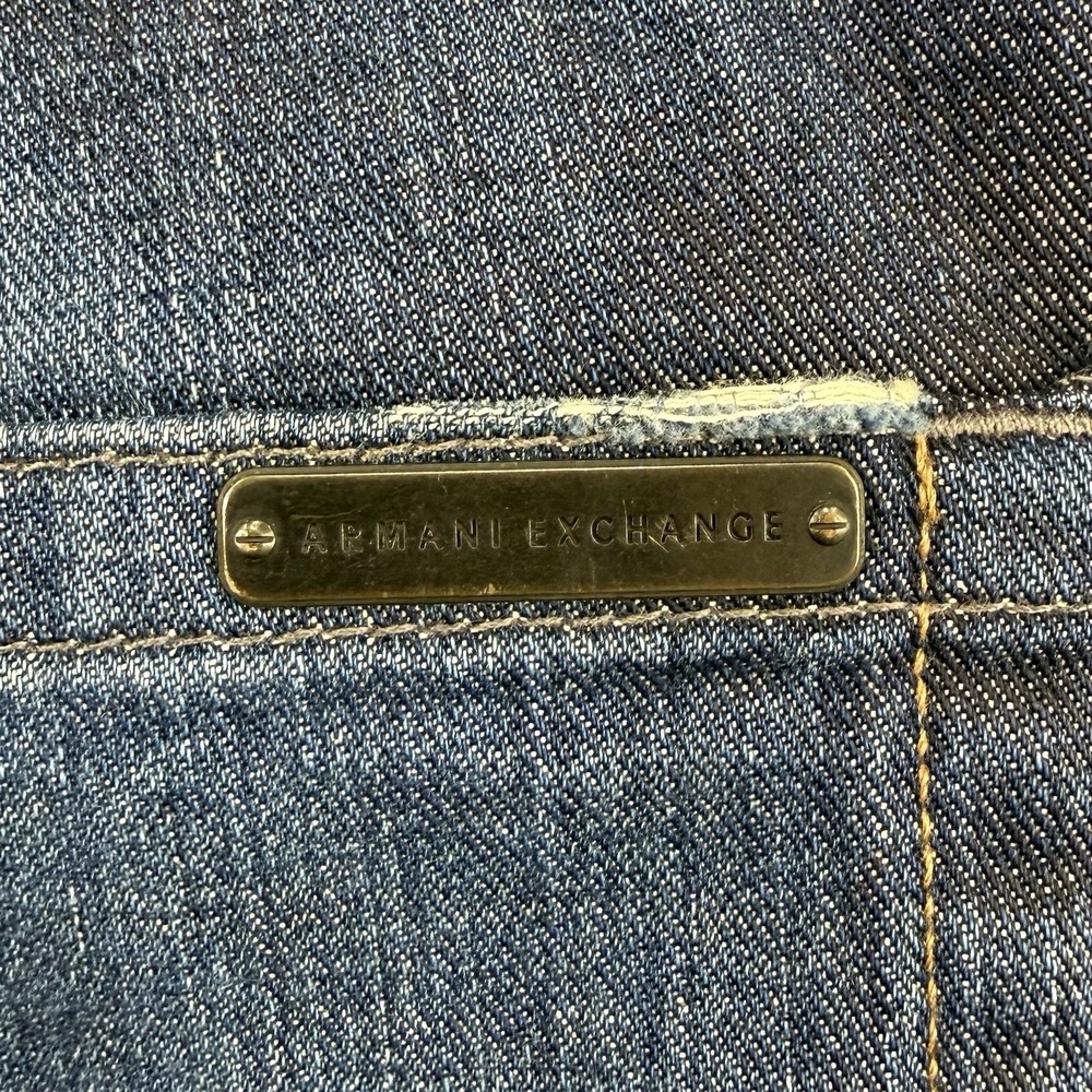 Armani Exchange Jeans Mens 32 Reg Button Fly Straight Fit Distressed Made In USA - Picture 12 of 14